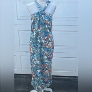 Women's Faherty Bay Twist Paradise Blossom floral halter dress M
